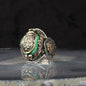 925 Sterling Silver Kefâ Bil-Mevt Vaizan Written Amber Stone Men Ring