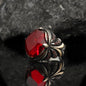 925 Sterling Silver Red Zircon Stone Handmade Men Ring