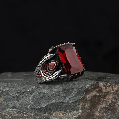 925 Sterling Silver Black Zircon Stone Handmade Men Ring