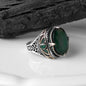 925 Sterling Silver Green Zircon Stone Handmade Men Ring