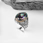 925 Sterling Silver Mystic Topaz Stone Traditional Motif Handmade Ring