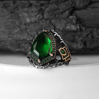 925 Sterling Silver Black Zircon Stone Traditional Men Ring