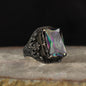 925 Sterling Silver Mystic Topaz Stone Handmade Square Ring