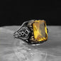 925 Sterling S?lver Citrine Stone Handmade Square Men Ring