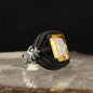 925 Sterling Silver Yellow Zircon Stone Traditional Handmade Men Ring