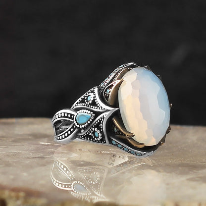 925 Sterling Silver Lapis Stone Handmade Pen Workmanship Men Ring