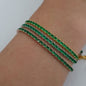 Gold Plated 925K Silver Tennis Green Stone Baguette Bracelet