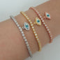 Gold Plated 925K Silver Tennis Cz Diamond Eye Bracelet