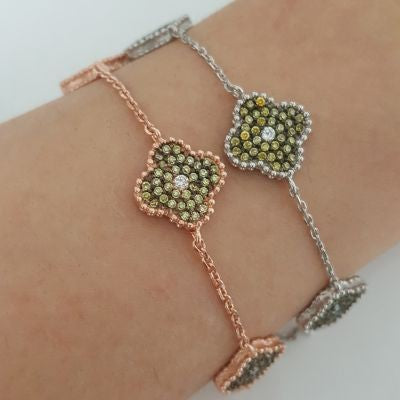 Gold Plated 925K Silver Tennis Cz Diamond Bracelet