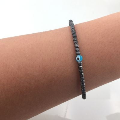 Gold Plated 925K Silver Tennis Cz Diamond Evil Eye Bracelet