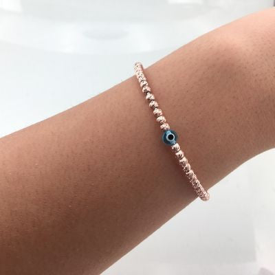 Gold Plated 925K Silver Tennis Cz Diamond Evil Eye Bracelet