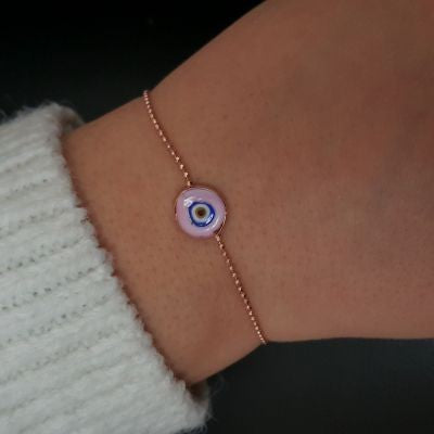 Gold Plated 925K Silver Tennis Cz Diamond Evil Eye Bracelet