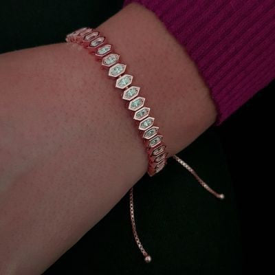 Gold Plated 925K Silver Tennis Cz Diamond Bracelet