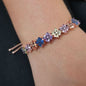 Gold Plated 925K Silver Tennis Cz Diamond Color Stone Flower Bracelet