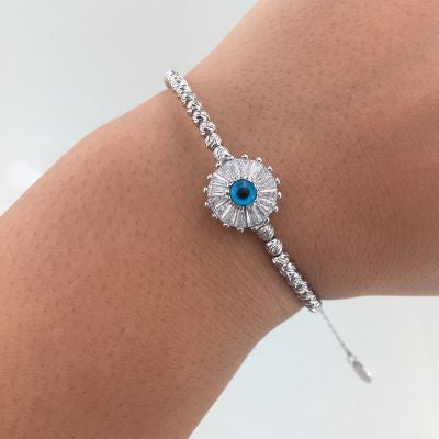 Gold Plated 925K Silver Tennis Cz Diamond Eye Bracelet