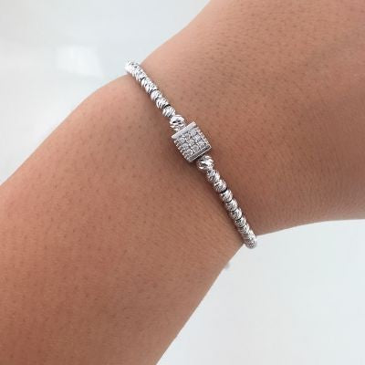 Gold Plated 925K Silver Tennis Cz Diamond Bracelet