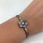 Gold Plated 925K Silver Tennis Cz Diamond Color Flower Bracelet