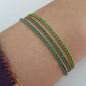 Gold Plated 925K Silver Tennis Green Stone Bracelet