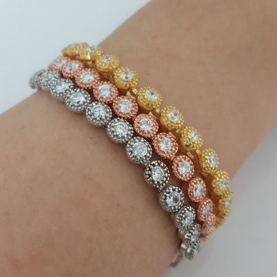 Gold Plated 925K Silver Tennis Cz Diamond Bracelet