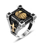 925 Silver Gold Eagle Pattern Ring For Men