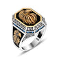 925 Silver Gold Eagle Pattern Ring For Men