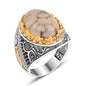 925 Silver Agate Knife Patterned Ring For Men