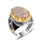 925 Silver Agate RainDrops Pattern  Ring For Men