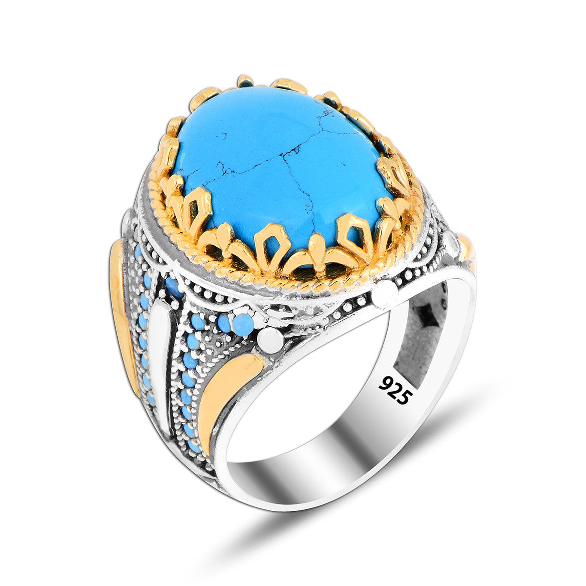 925 Silver Turquoise Stone Ring For Men