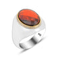 925 Silver  Red Stone Ring For Men