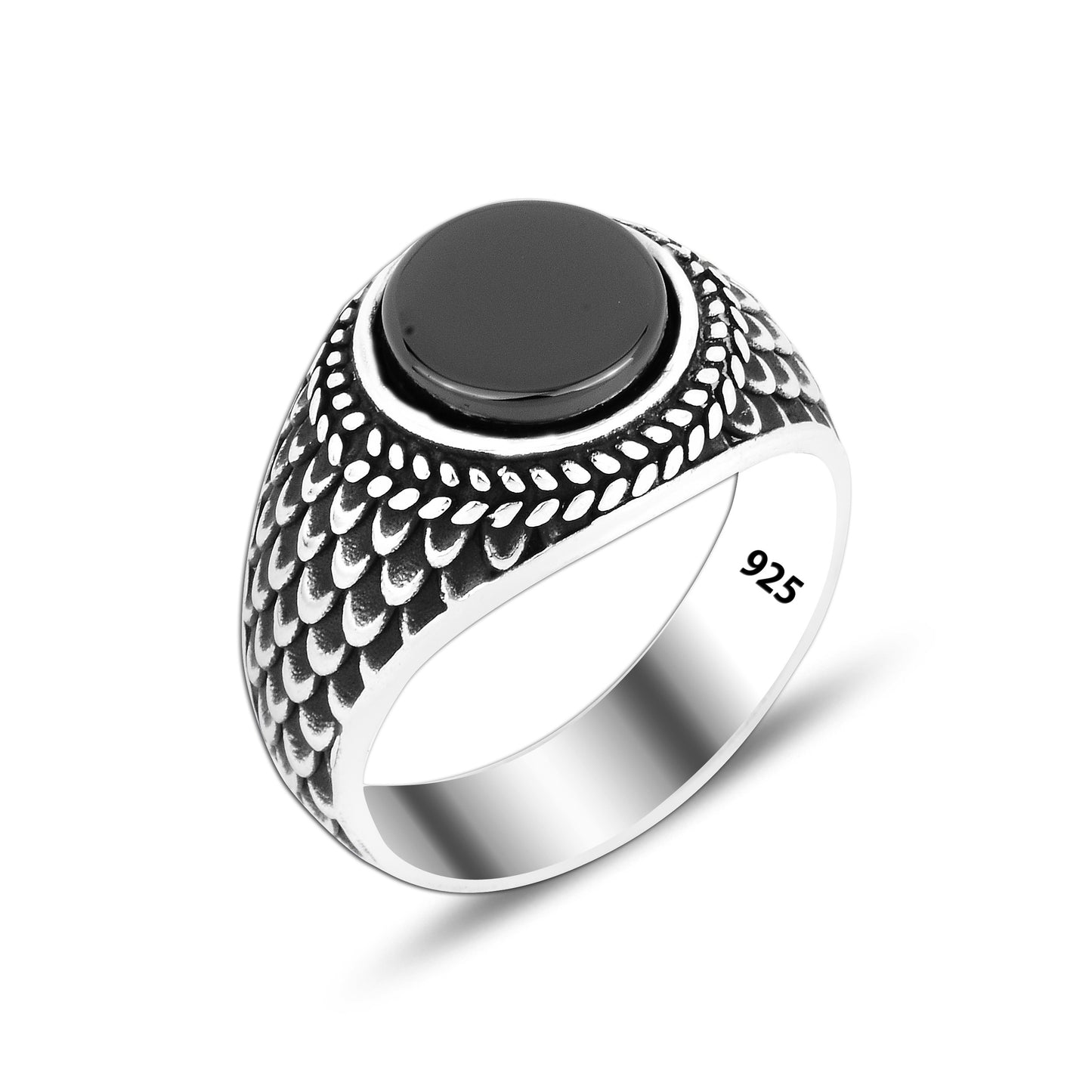 925 Silver Black Onyx  Stone Ring For Men