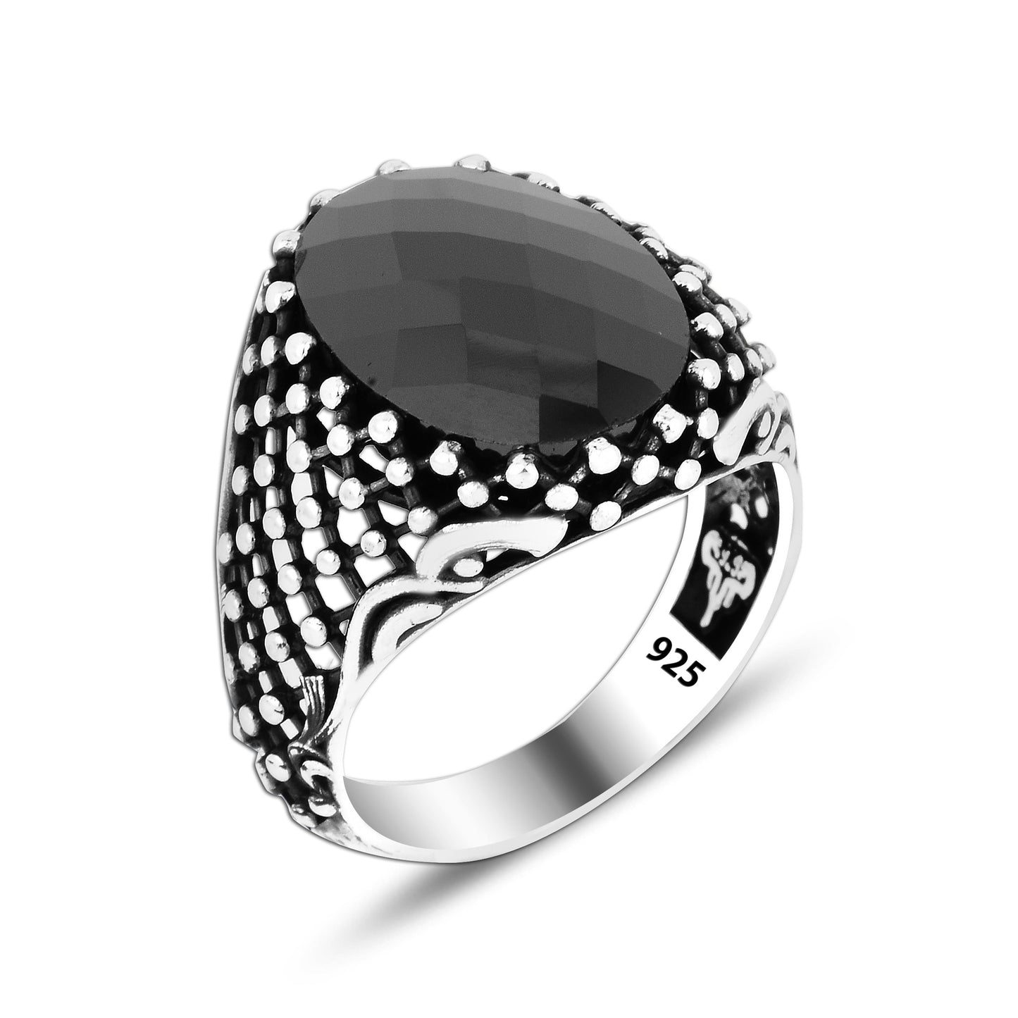 925 Silver Black Zircon Stone Ring For Men