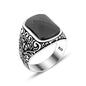 925 Silver Black Square Ring For Men