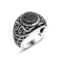 925 Silver Black Zircon Round Ring For Men