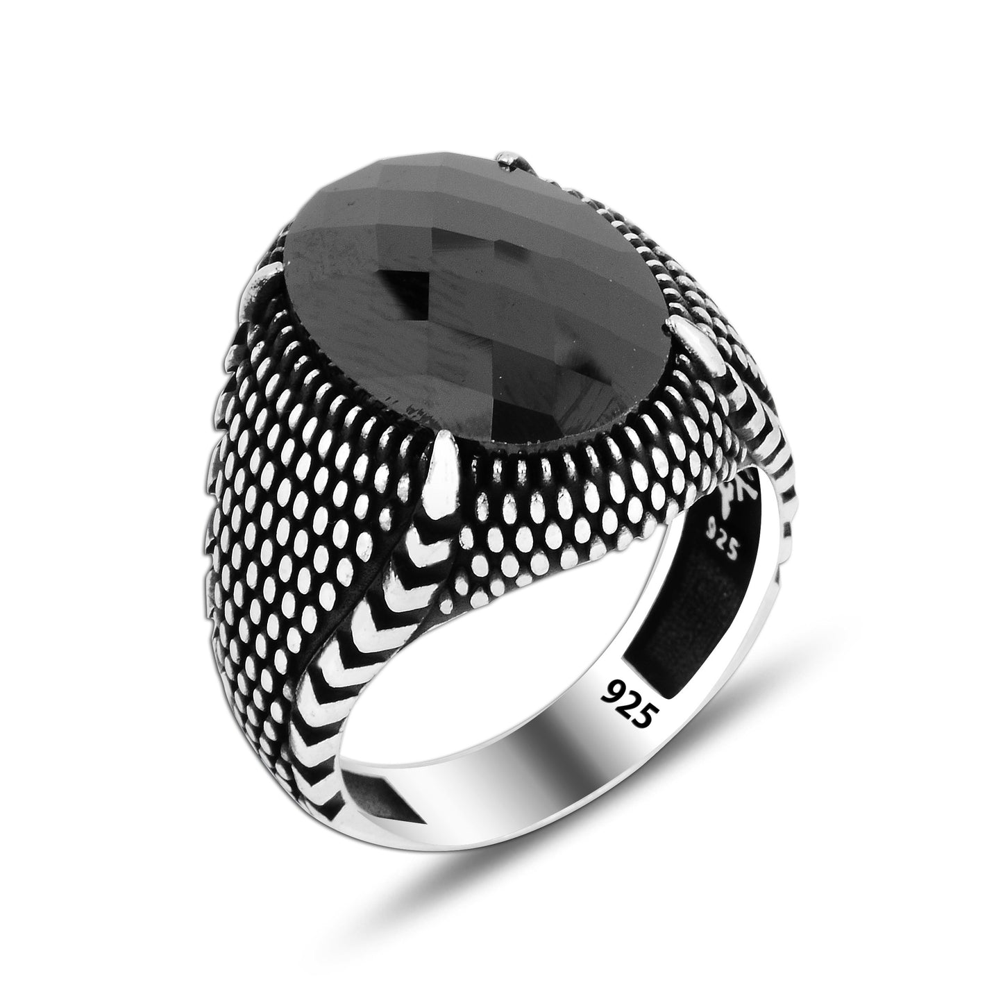 925 Silver Black Pattern Ring For Men