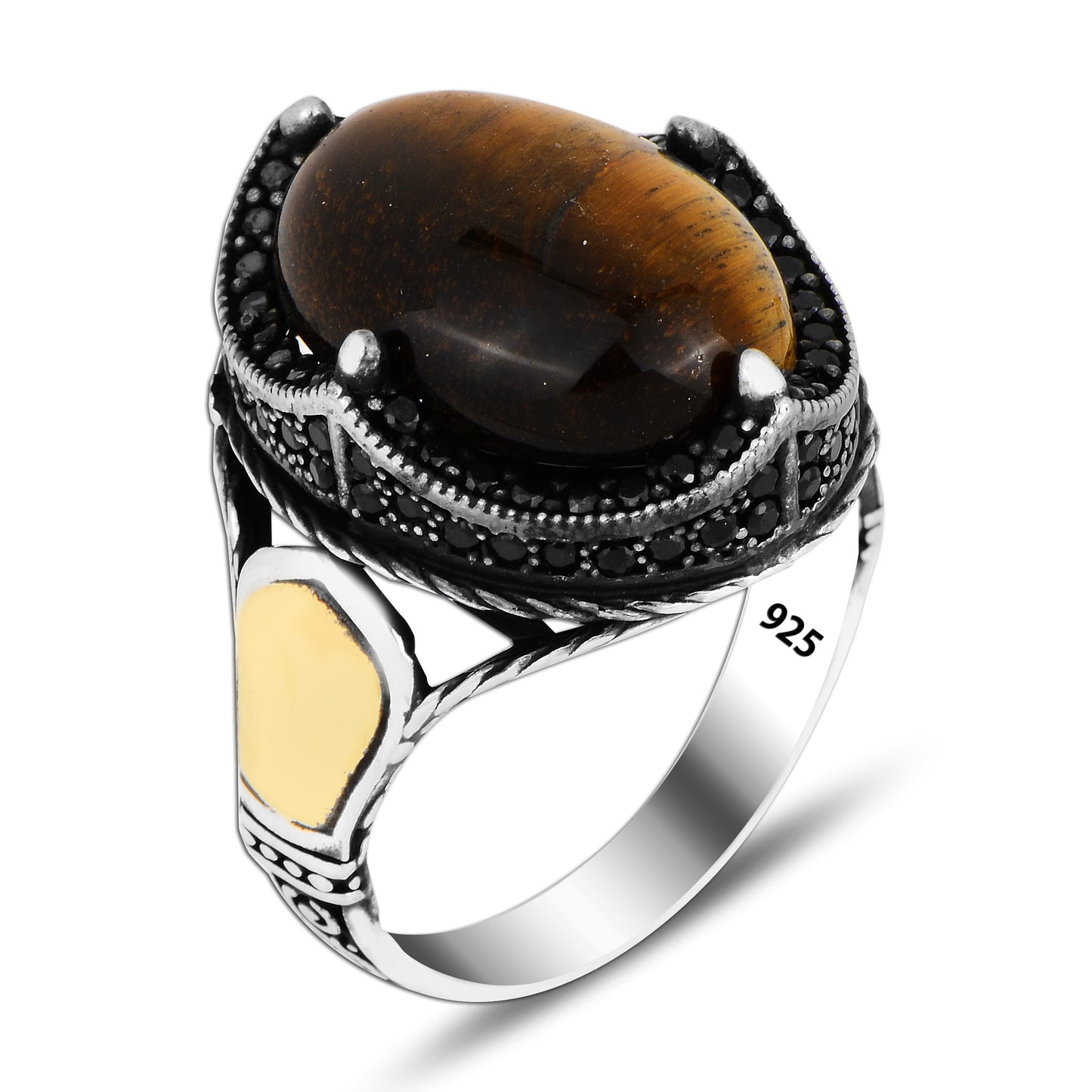 925 Silver Tiger Eye Ring For Men