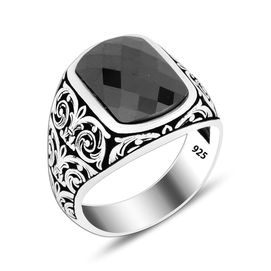 925 Silver Black Zircon Ring For Men