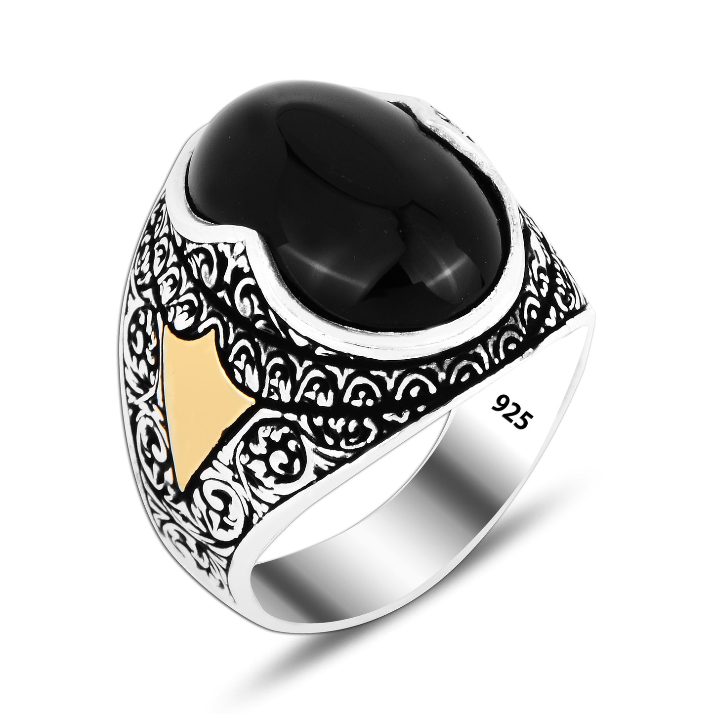 925 Silver Black Onyx Stone Ring For Men