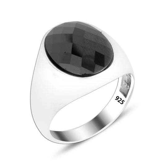 925 Silver Black Zircon Stone Ring For Men