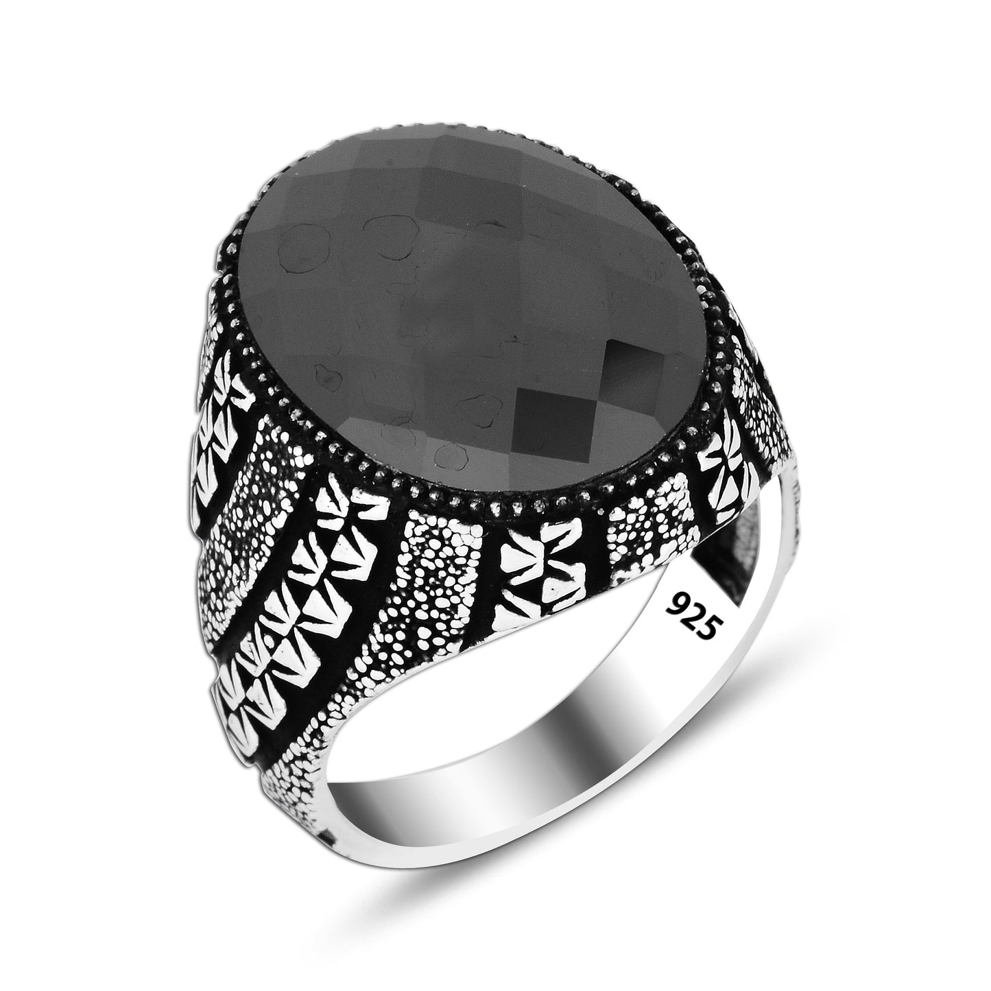 925 Silver Black Zircon Stone Ring For Men