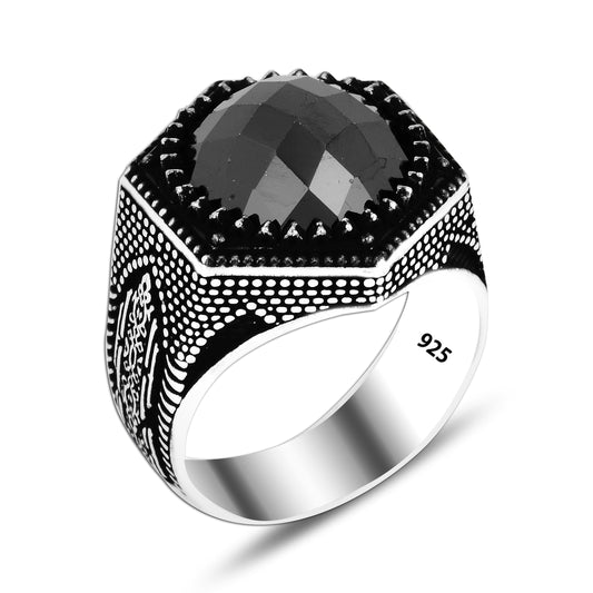 925 Silver Black Zircon Stone Ring For Men