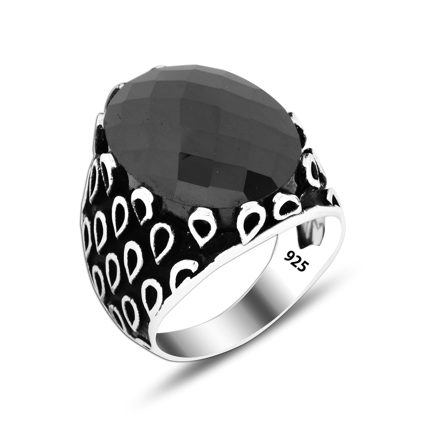 925 Silver Black Zircon Stone Ring For Men