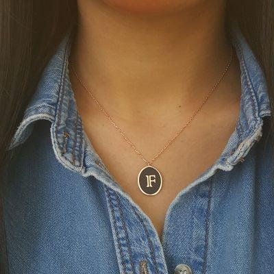 Rose Gold P. 925K Sterling Silver Initial Letter F Necklace