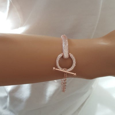 Rose Gold Plated 925K Silver Bangle Bracelet