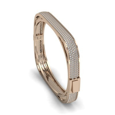 Rose Gold Plated 925K Silver Bangle Cz Diamond Bracelet