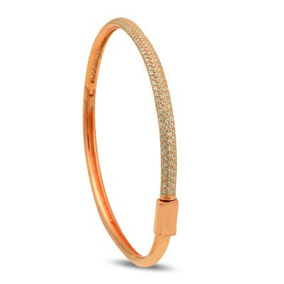 Rose Gold Plated 925K Silver Bangle Cz Diamond Bracelet