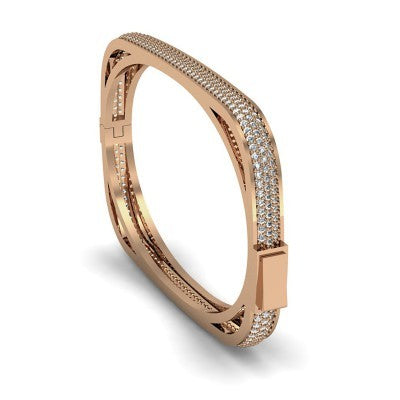 Rose Gold Plated 925K Silver Bangle Cz Diamond Bracelet