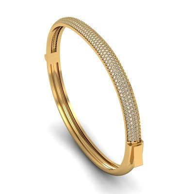 Rose Gold Plated 925K Silver Bangle Cz Diamond Bracelet