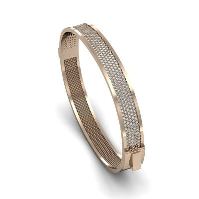 Rose Gold Plated 925K Silver Bangle Cz Diamond Bracelet