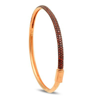 Rose Gold Plated 925K Silver Bangle Garnet Bracelet