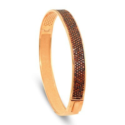 Rose Gold Plated 925K Silver Bangle Garnet Bracelet